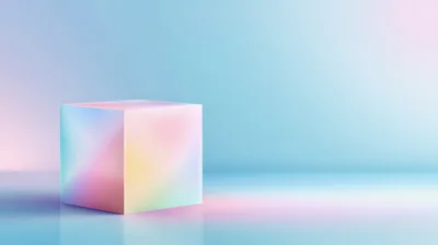 Iridescent Cube Display Stand on Gradient Background