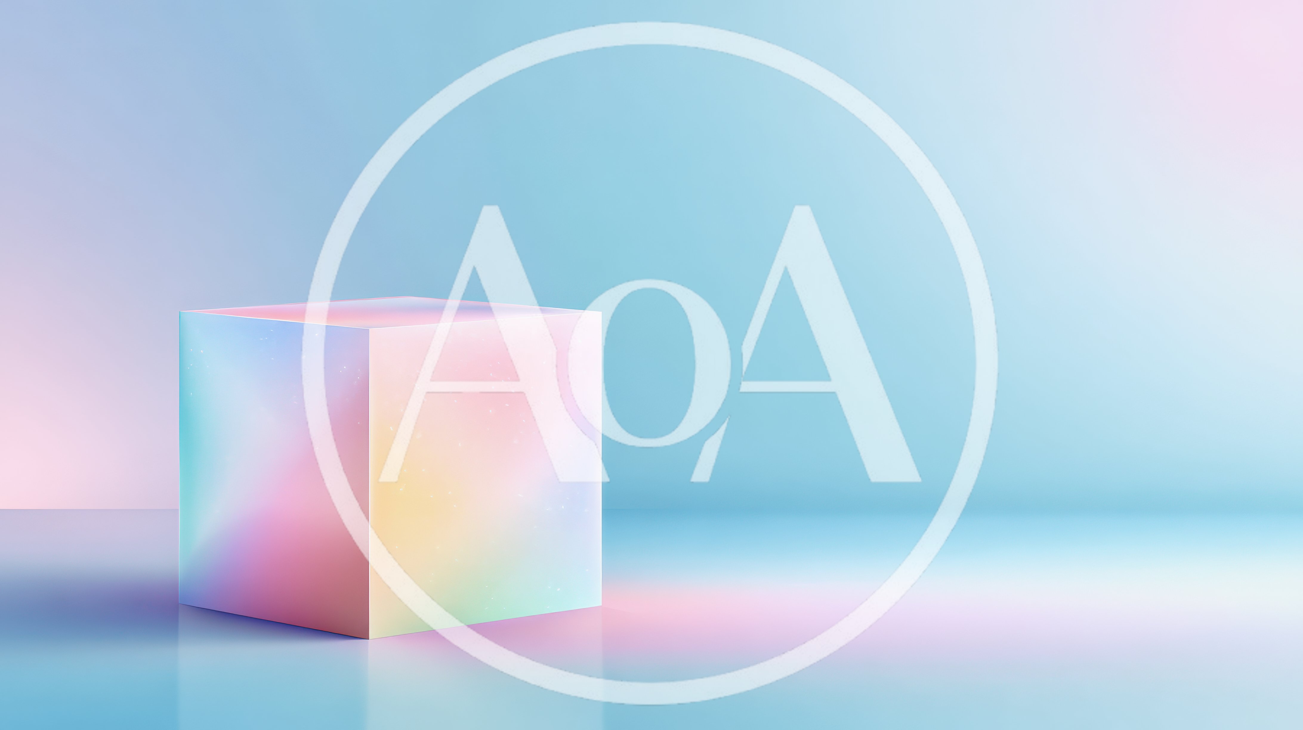 Iridescent Cube Display Stand on Gradient Background