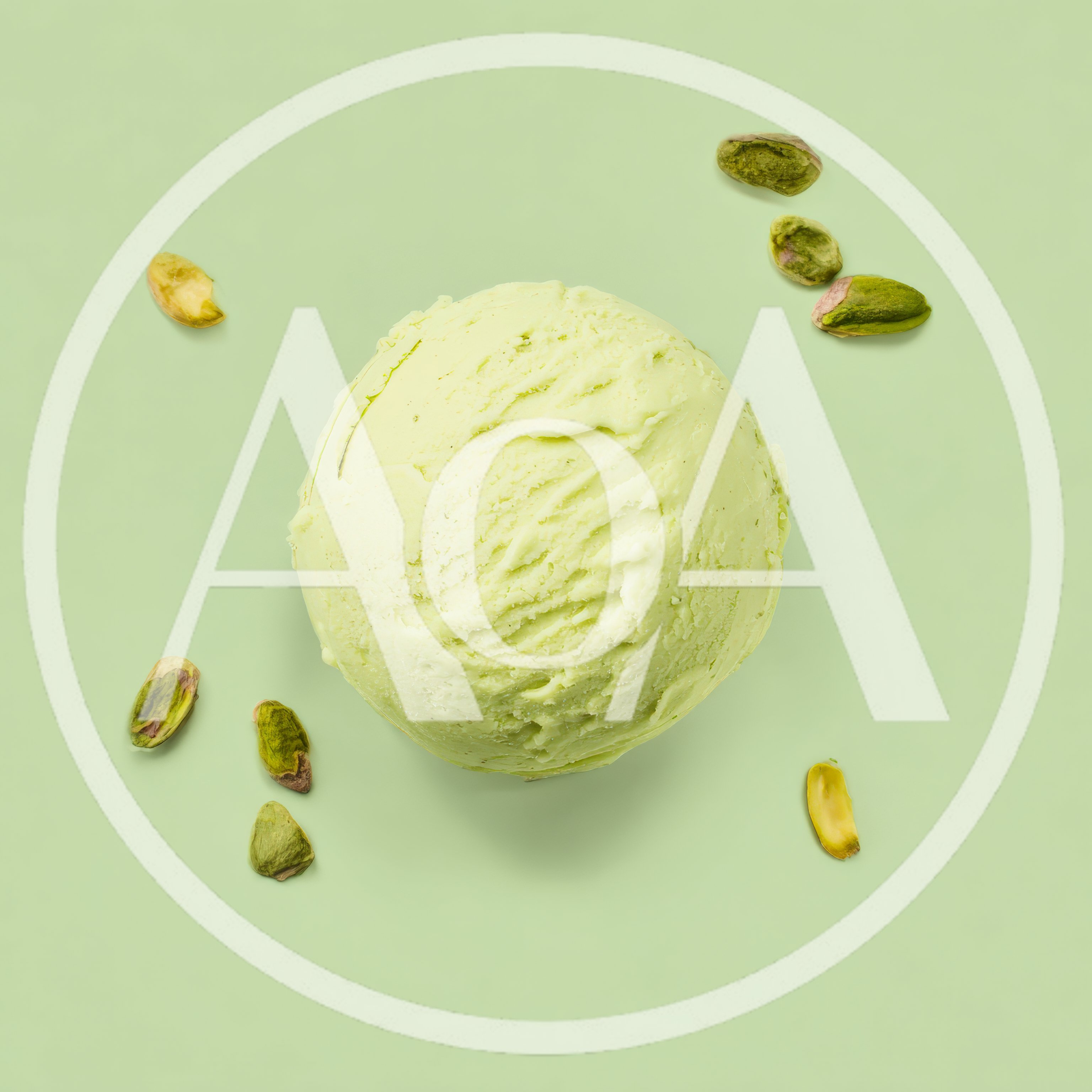 Single Scoop Of Pistachio Ice Cream With Nuts