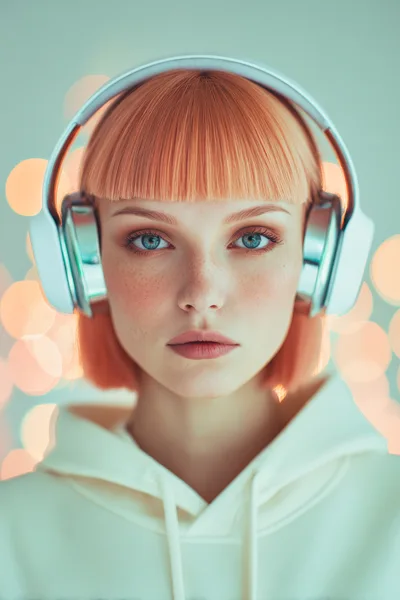 Portrait Of A Young Woman Wearing Modern Headphones