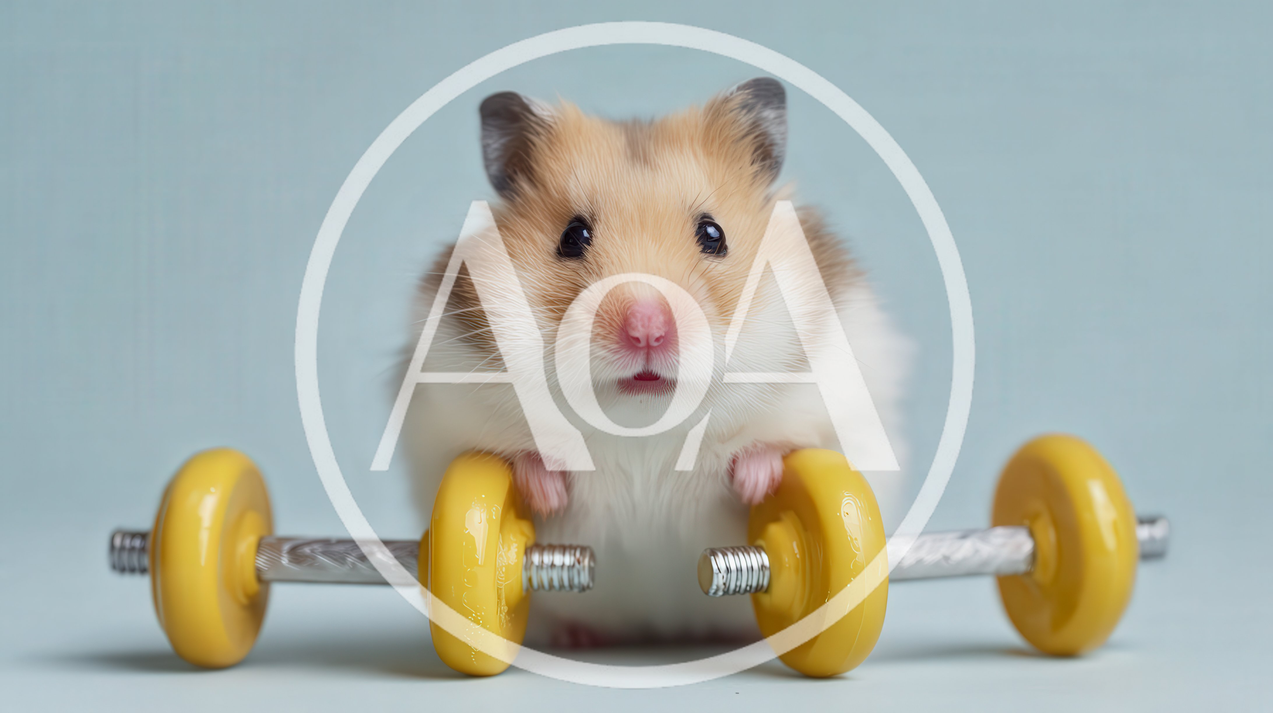 Cute Hamster Lifting Small Yellow Dumbbells