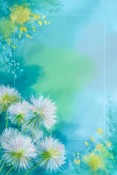 Watercolor Dandelion Floral Background With Soft Blue Tones