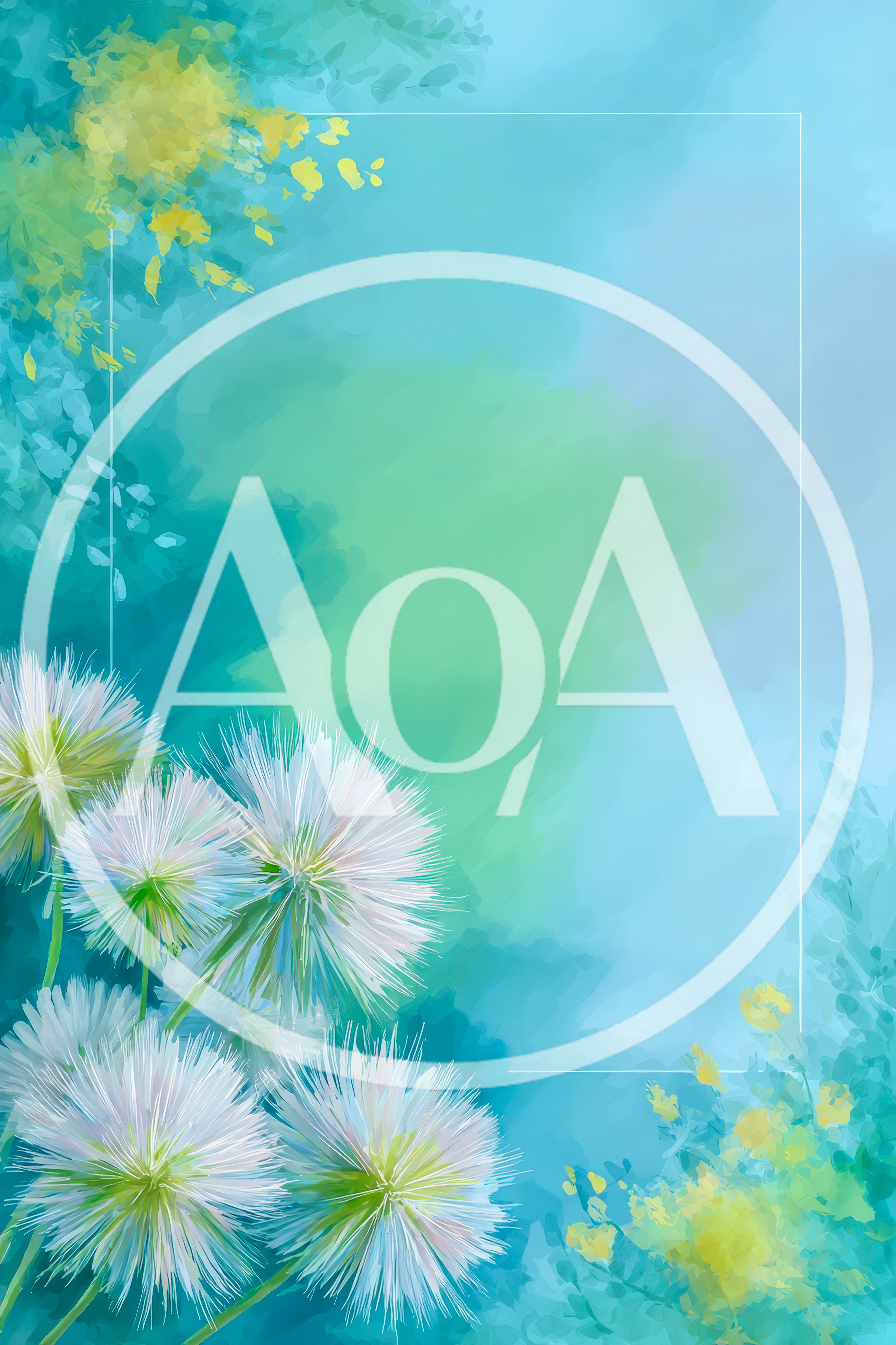 Watercolor Dandelion Floral Background With Soft Blue Tones