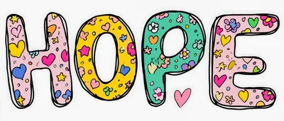 Hand Drawn Hope Word Art With Colorful Patterns