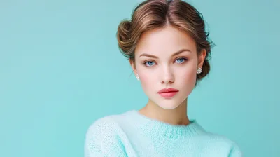 Portrait Of A Young Woman With Blue Eyes