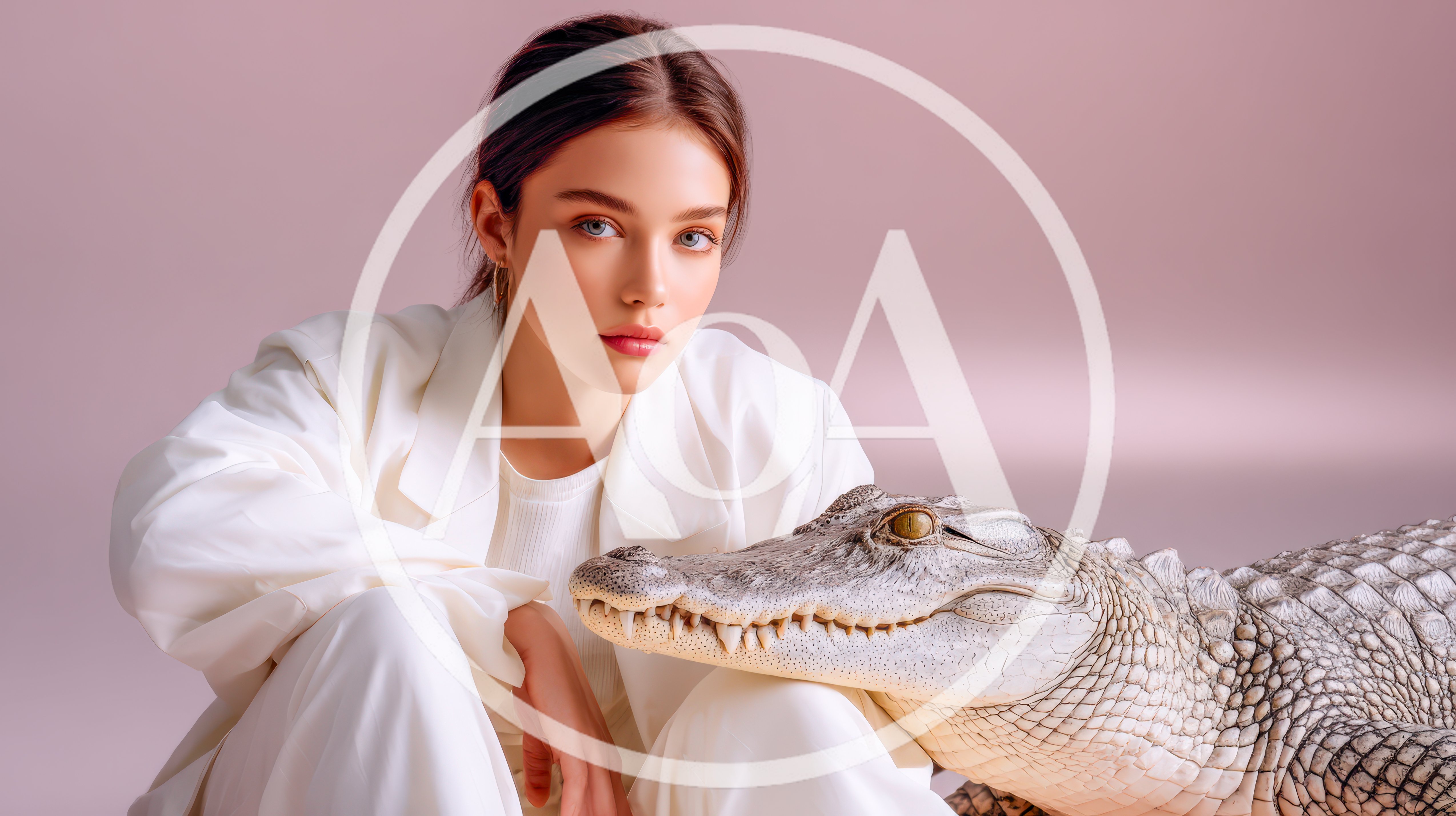 Fashion Portrait Of A Woman With An Alligator