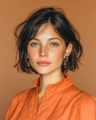 Portrait Of A Young Woman With Short Dark Hair
