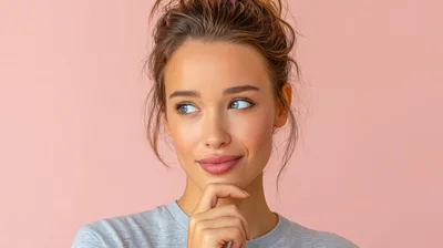 Young Woman Thinking With Hand On Chin