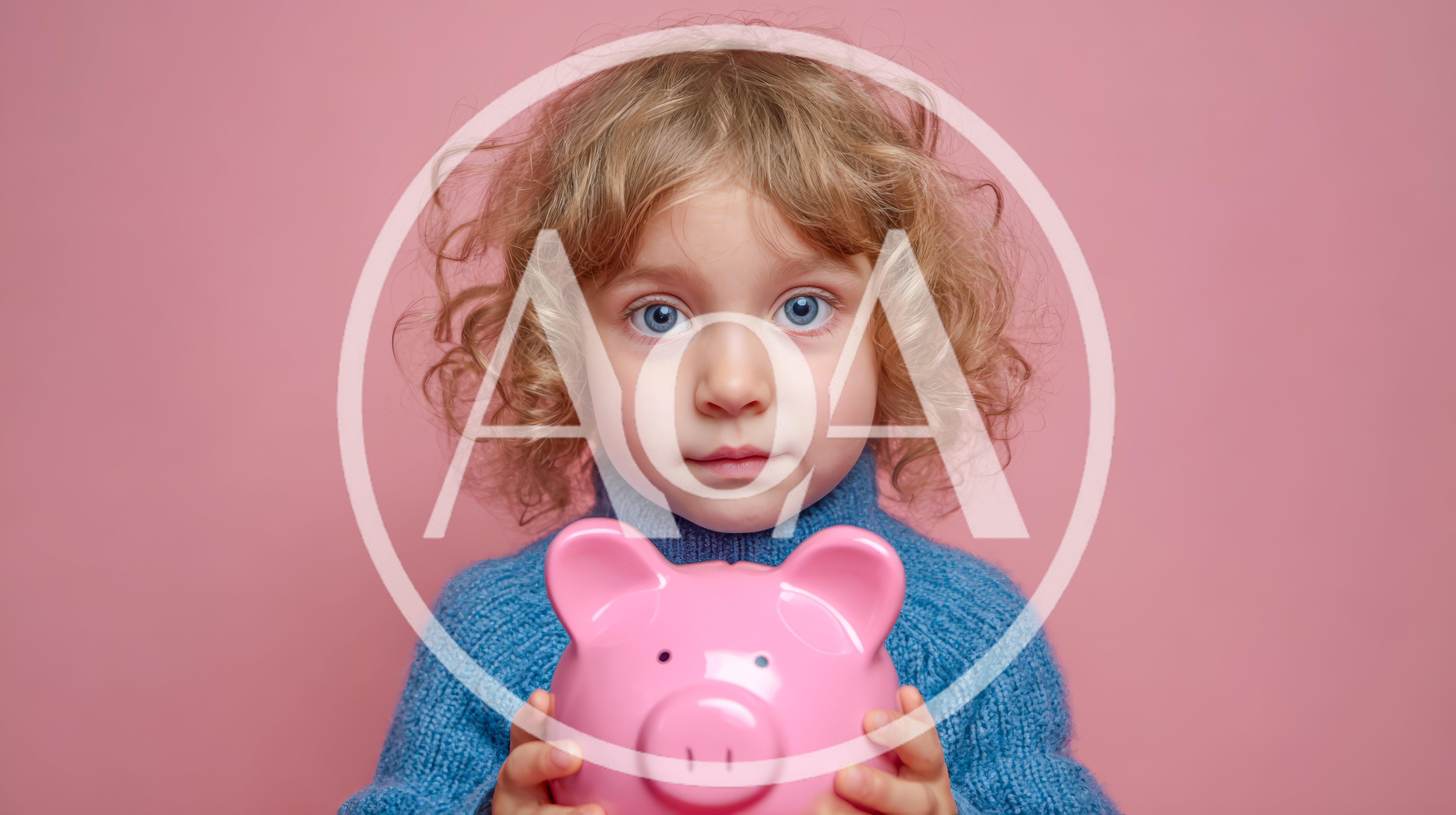 Young Girl Holding A Pink Piggy Bank