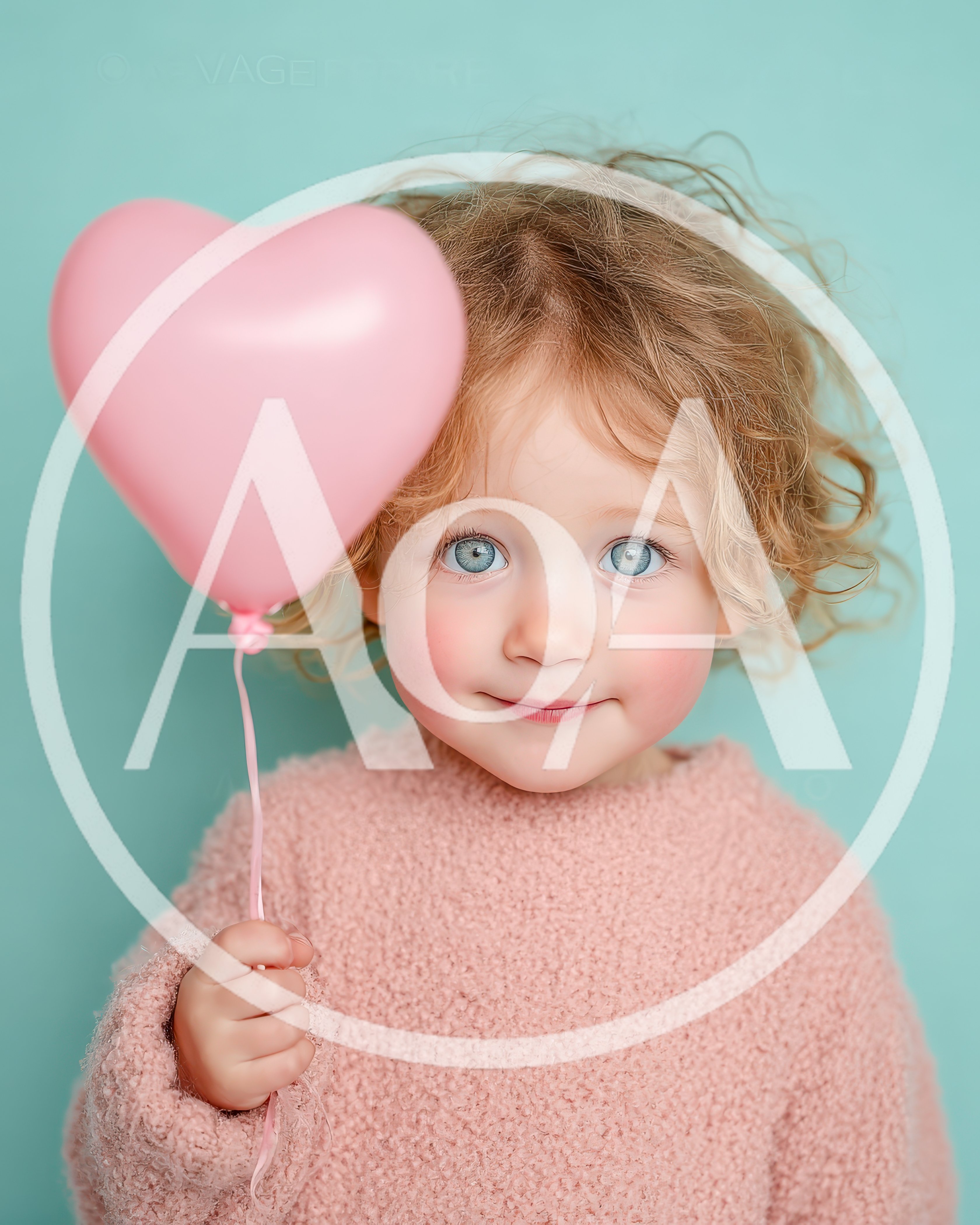 Toddler Girl Holding A Pink Heart Balloon