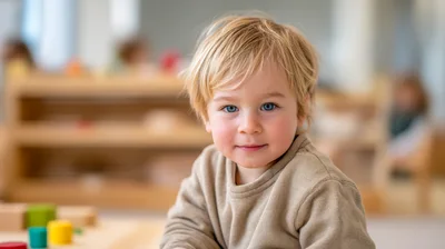 Portrait Of A Young Boy In A Classroom