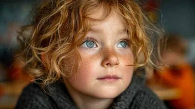 Close Up Portrait Of A Young Girl With Freckles