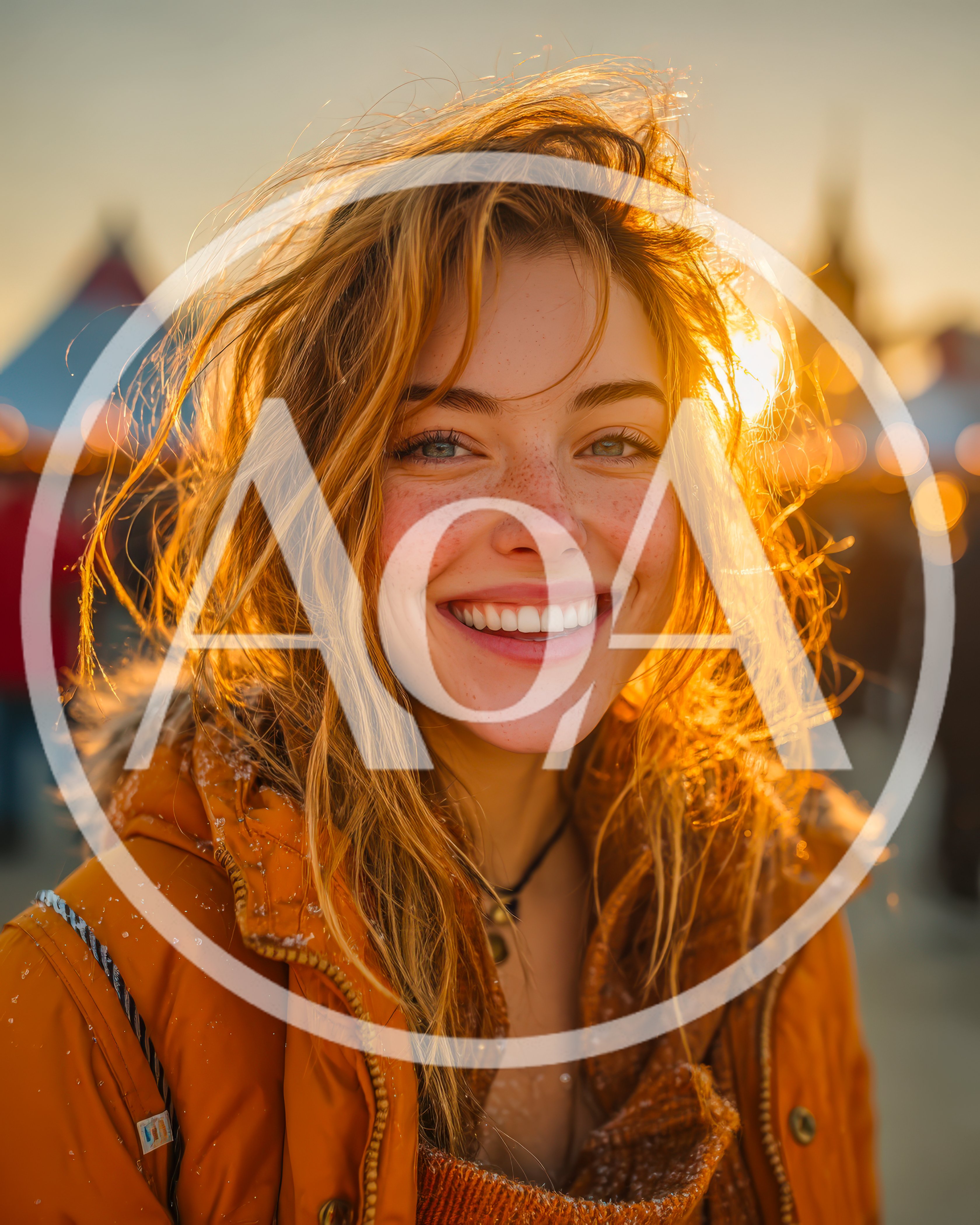 Portrait Of A Smiling Young Woman At A Winter Market