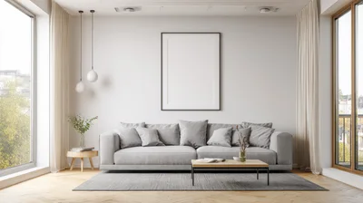 Modern Living Room Interior With Empty Picture Frame