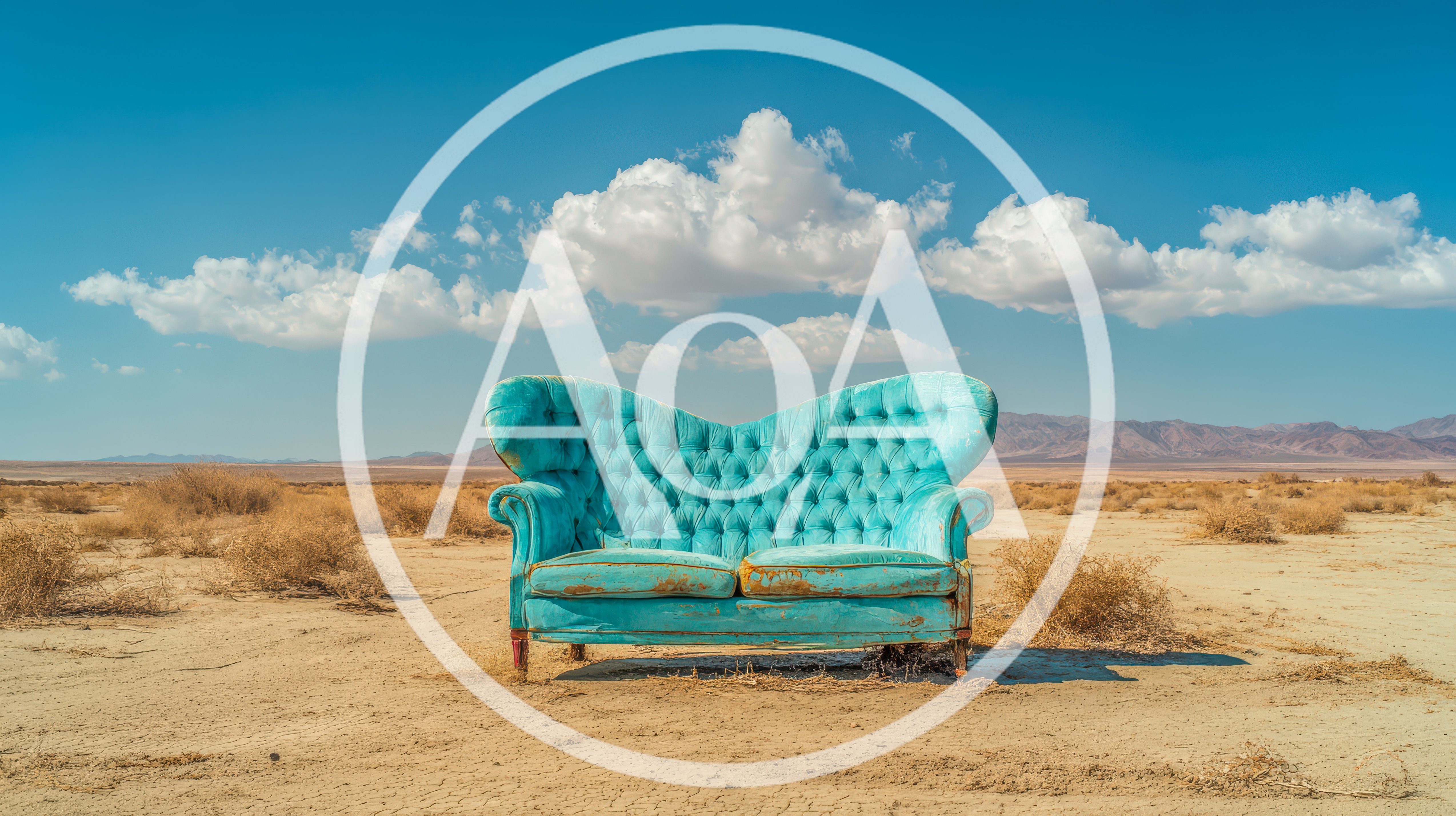 Vintage Turquoise Tufted Sofa In The Desert