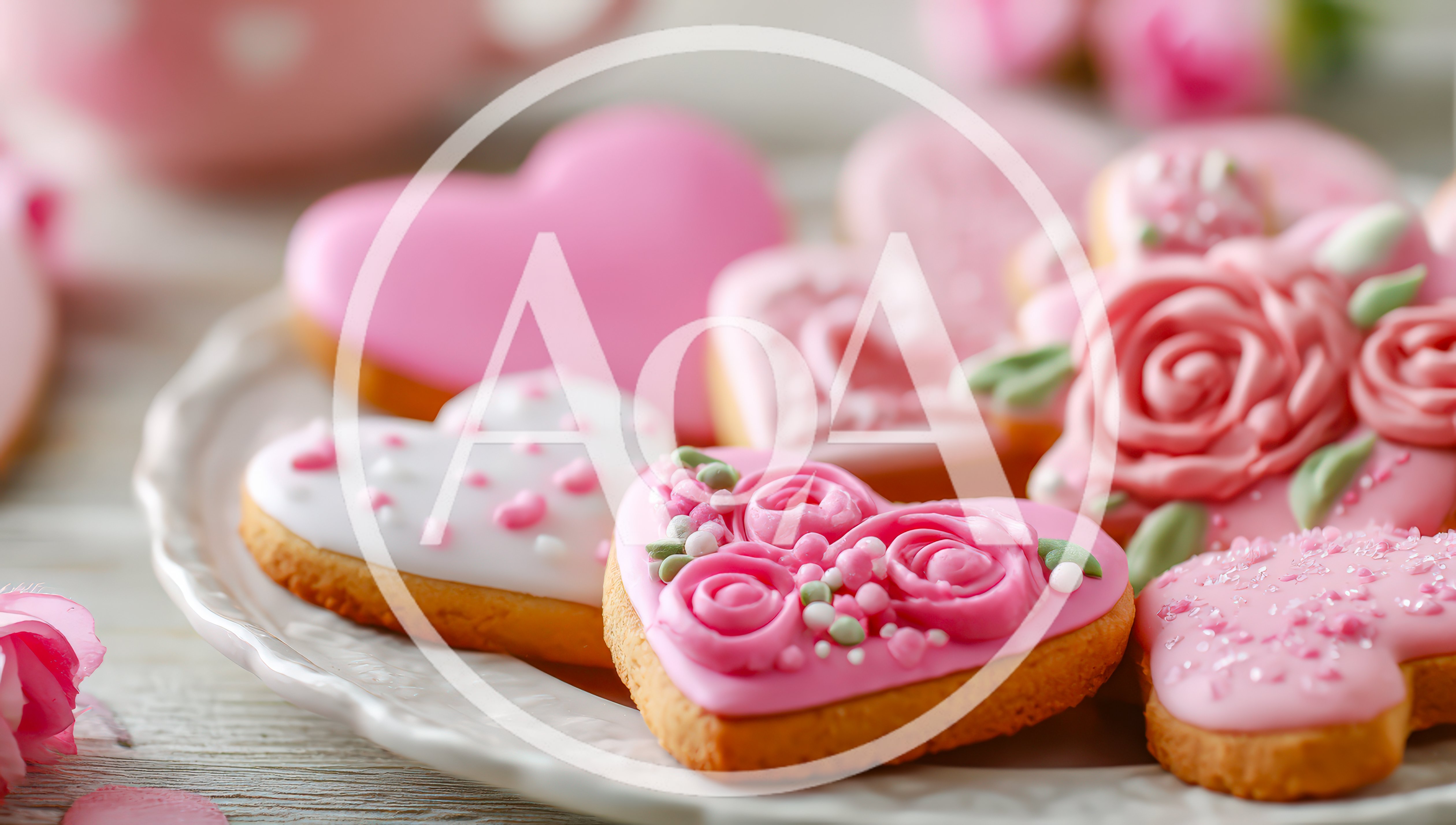 Heart Shaped Valentine Cookies Decorated With Pink Icing