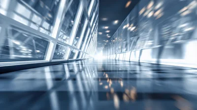 Modern Glass Corridor With Motion Blur Effect