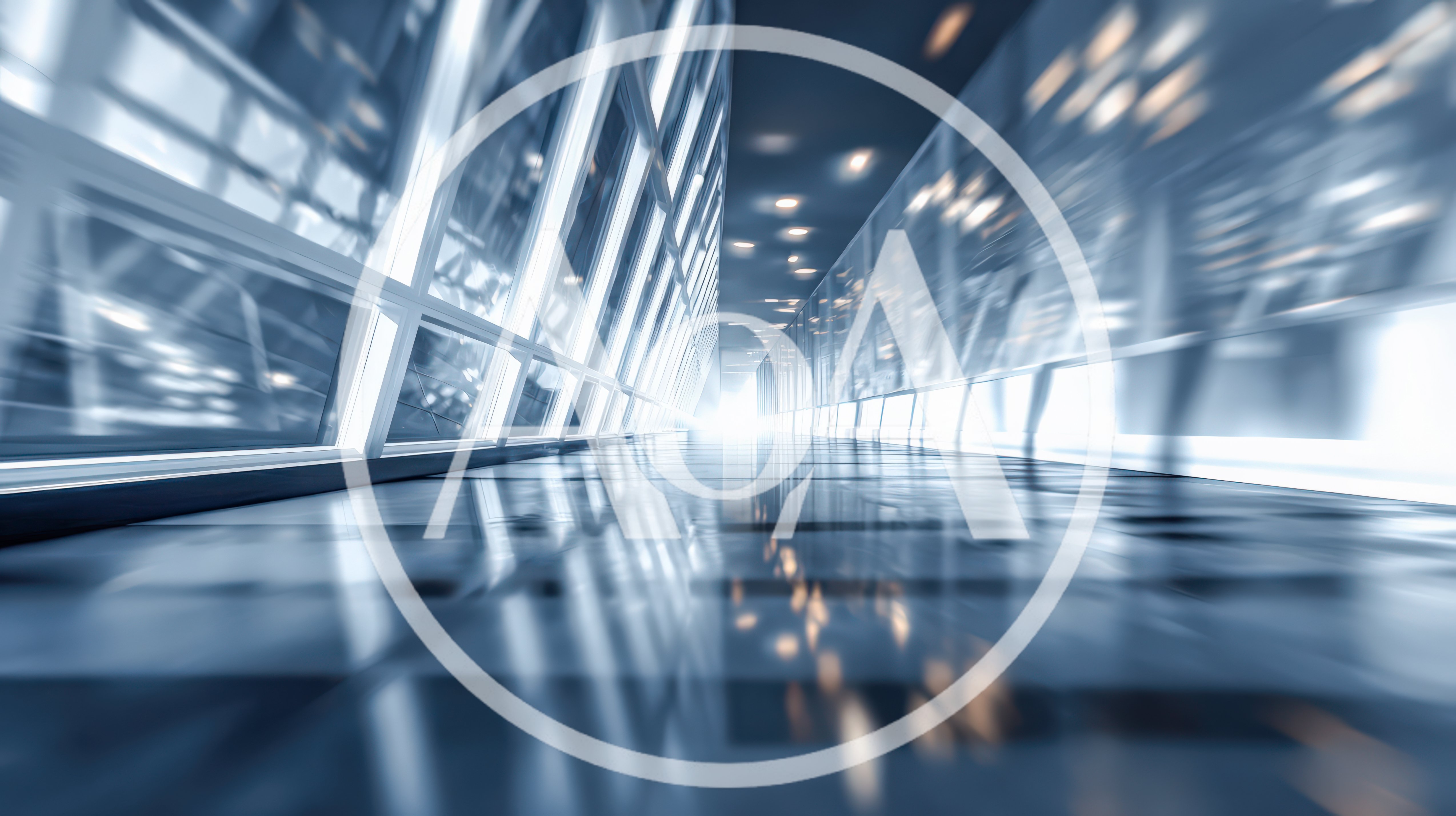 Modern Glass Corridor With Motion Blur Effect
