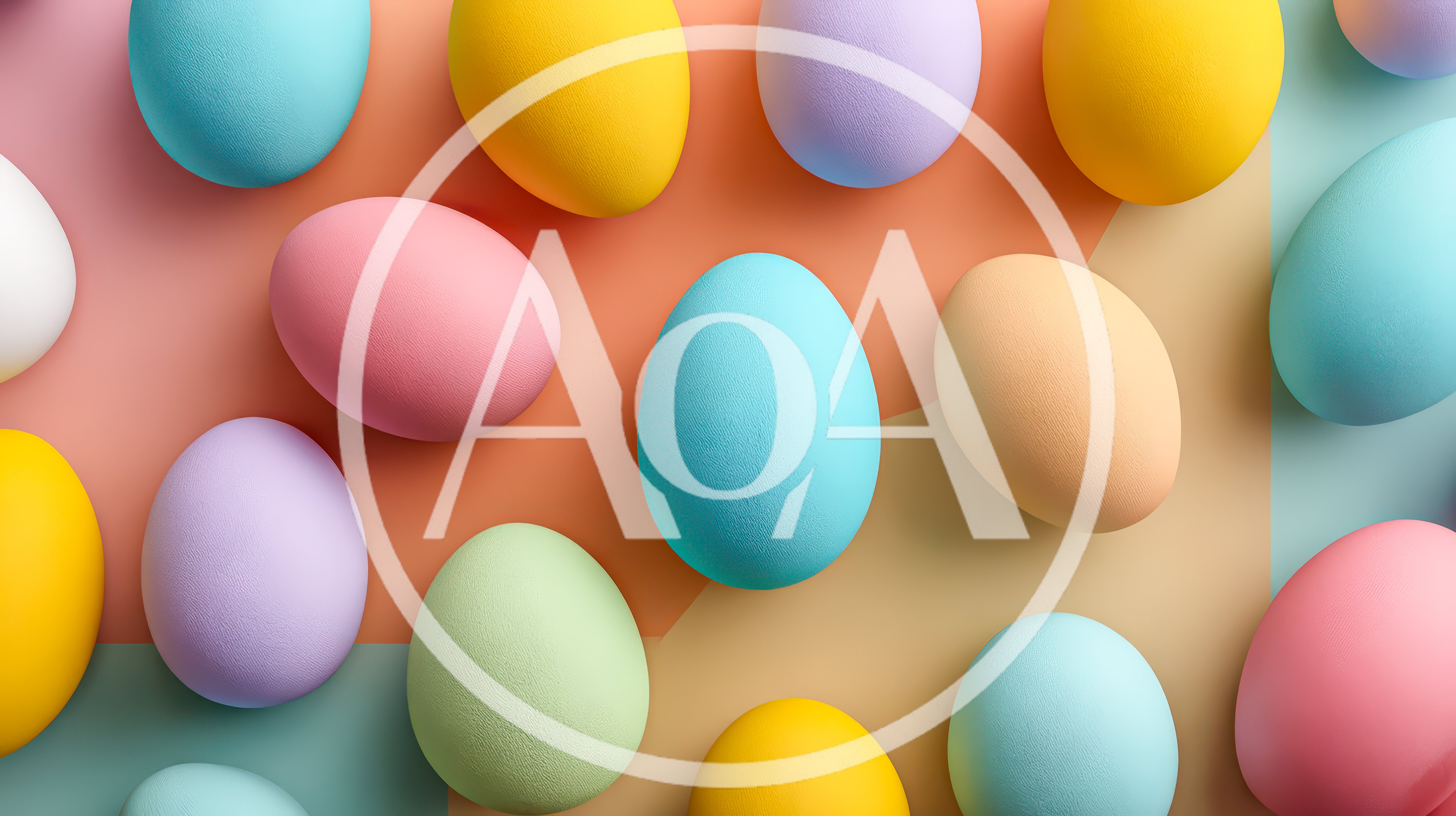 Colorful Easter Eggs Arranged On Pastel Background