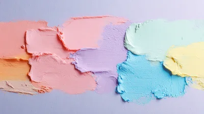 Pastel Oil Paint Swatches On A Purple Background