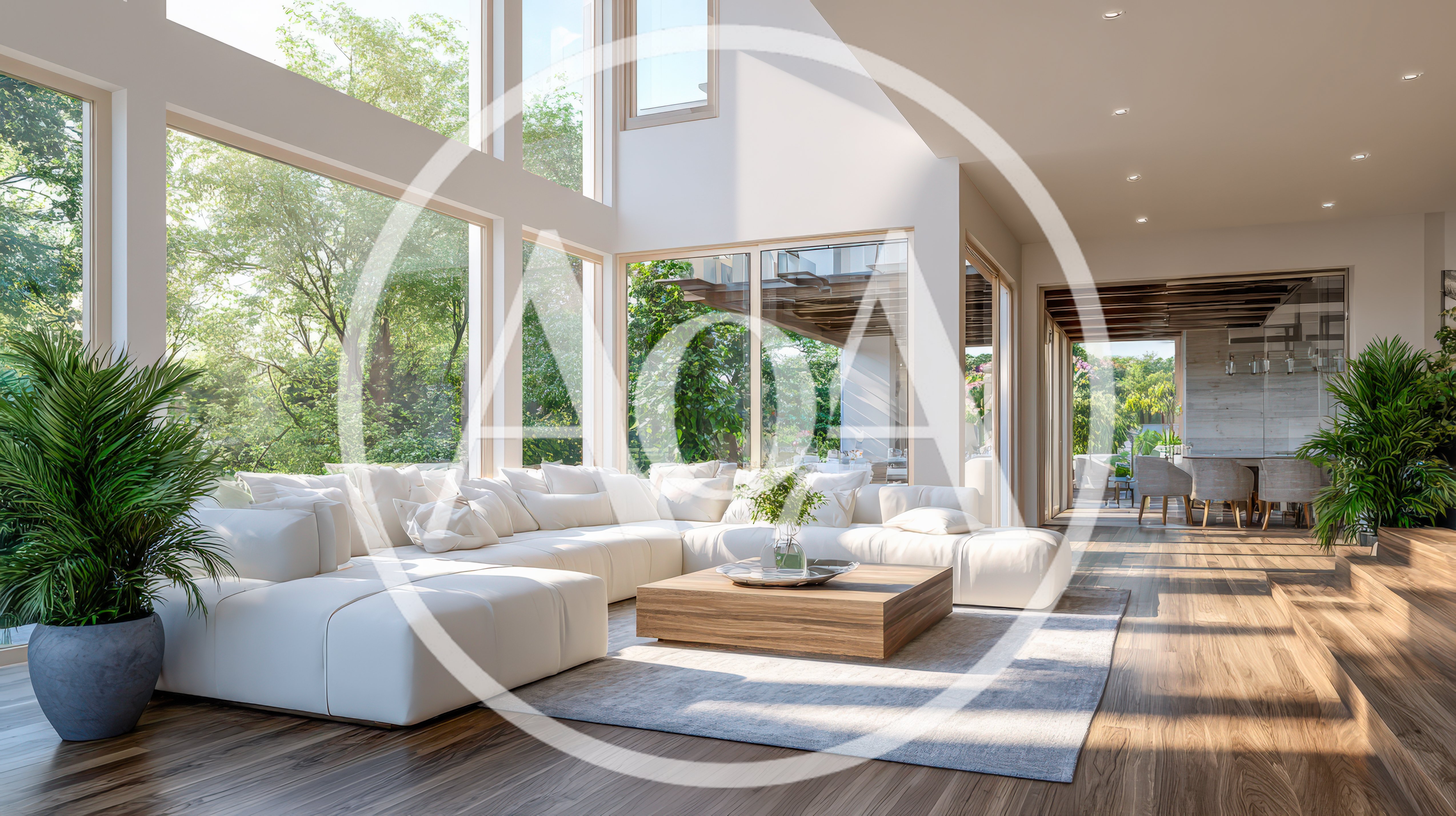 Modern Luxury Living Room With Large Windows