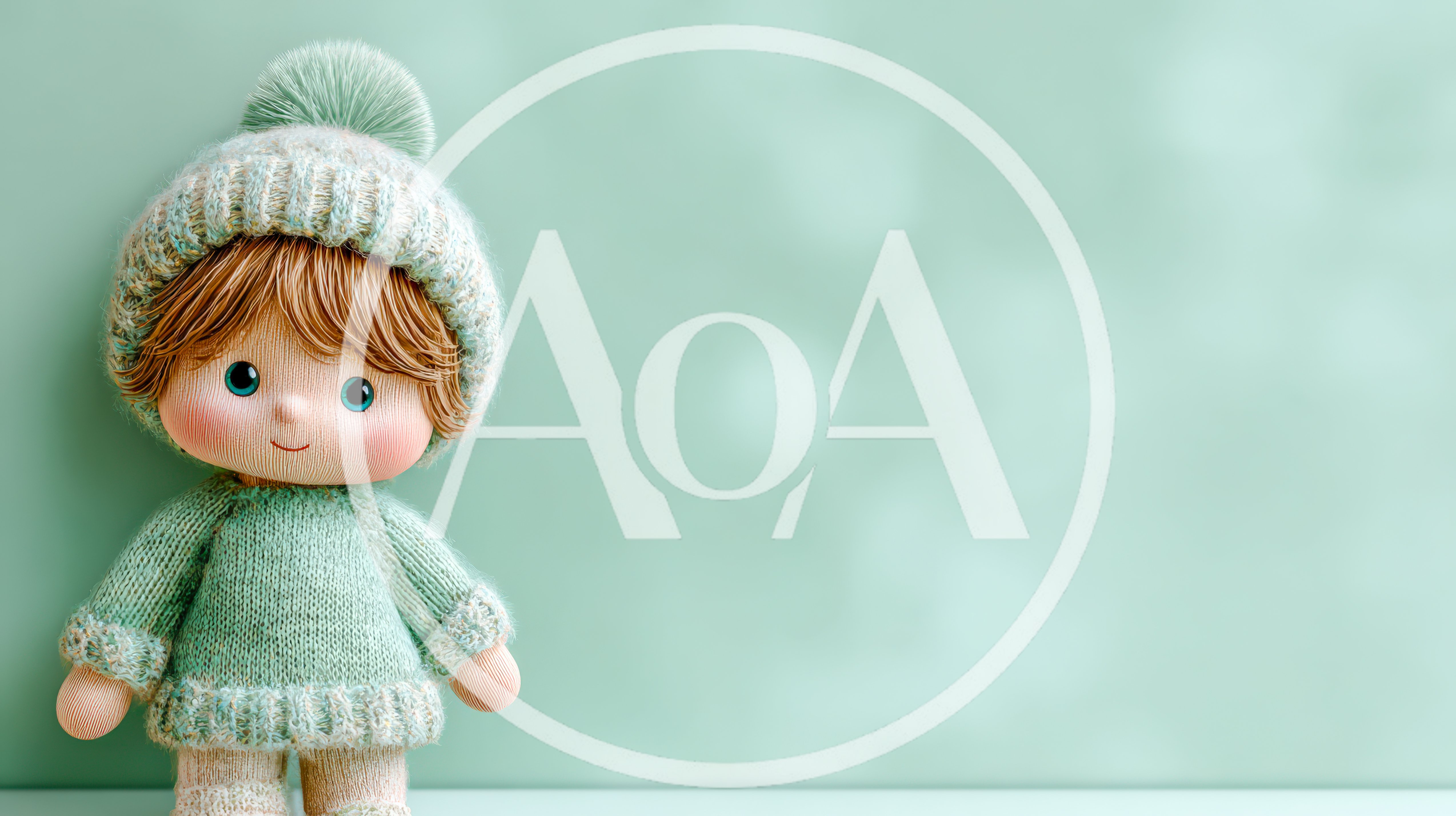 Cute Knitted Doll Wearing A Winter Hat And Sweater