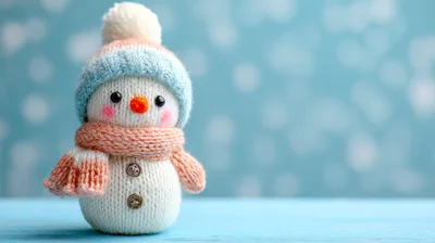 Knitted Snowman Toy With Scarf And Hat