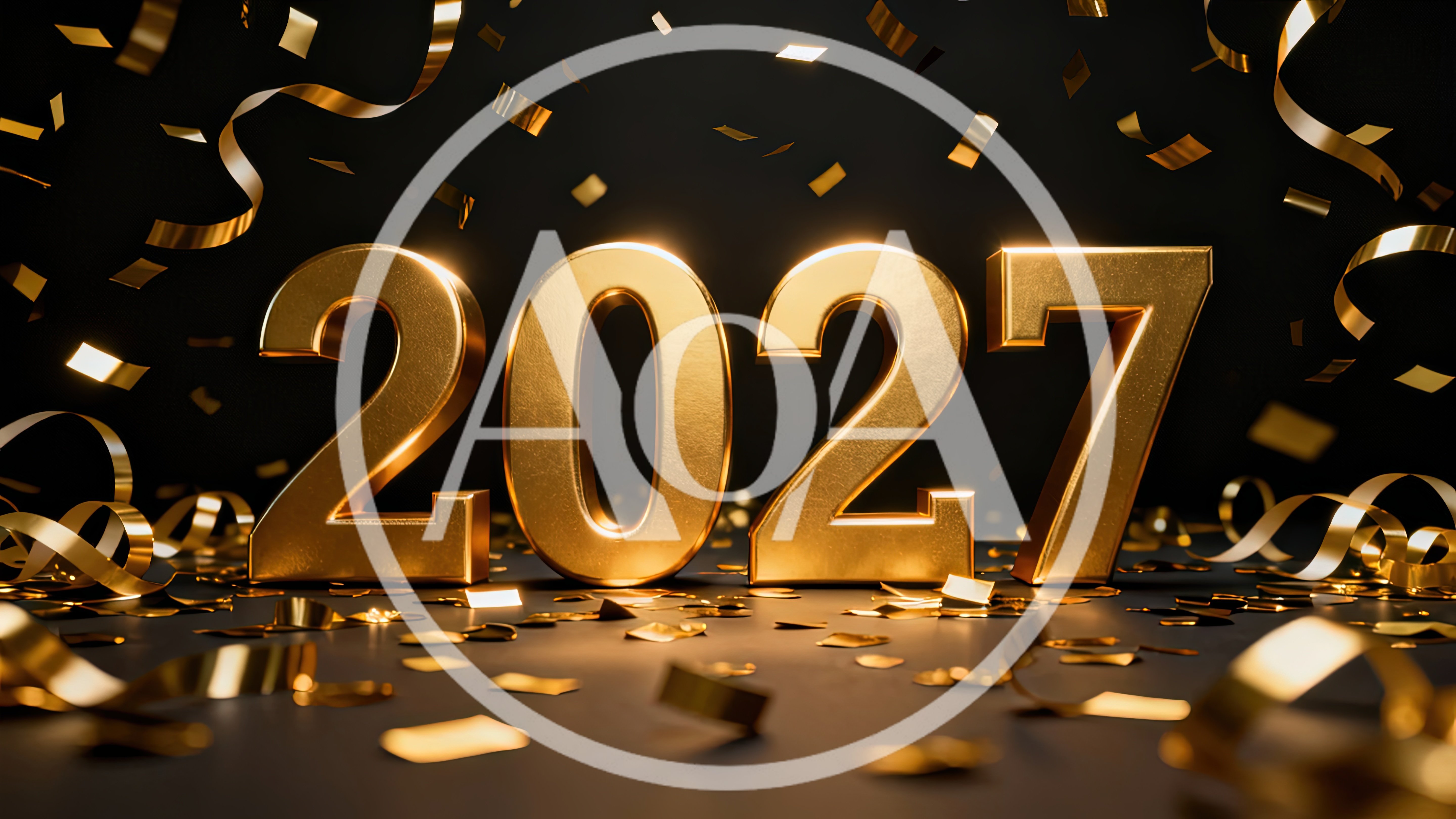 Golden 2027 New Year Celebration With Confetti
