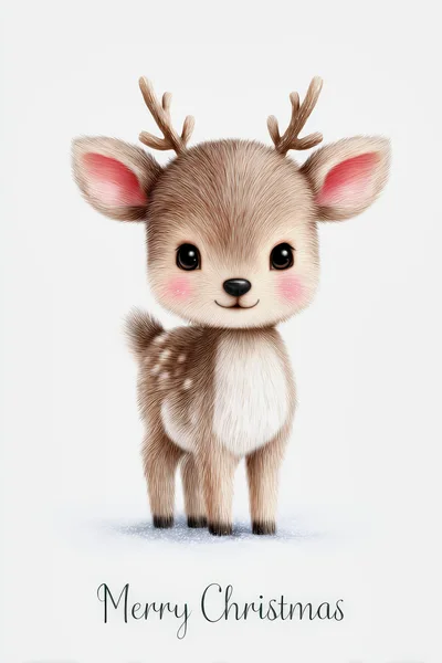 Cute Baby Reindeer Illustration For Christmas Greeting