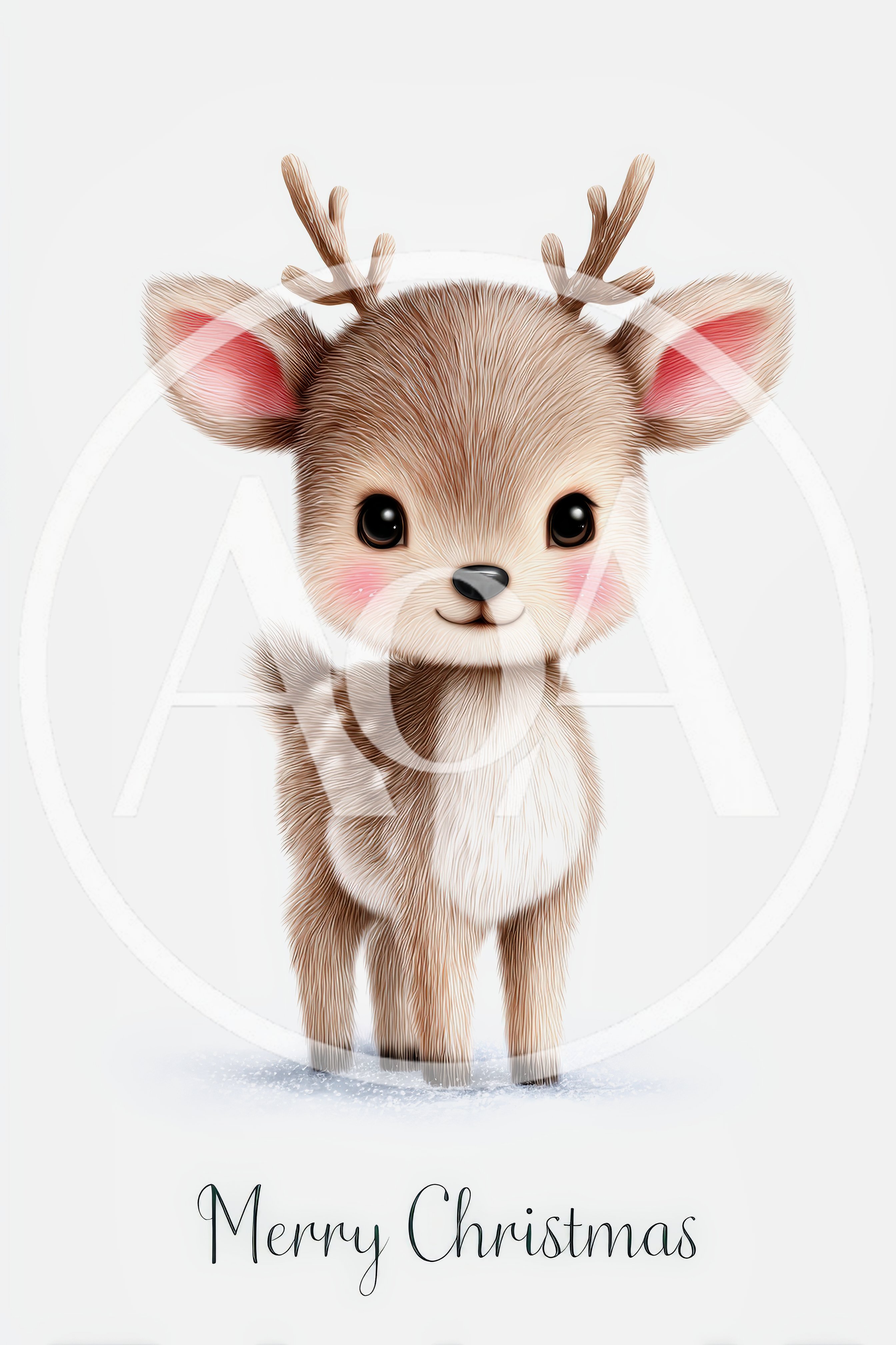 Cute Baby Reindeer Illustration For Christmas Greeting