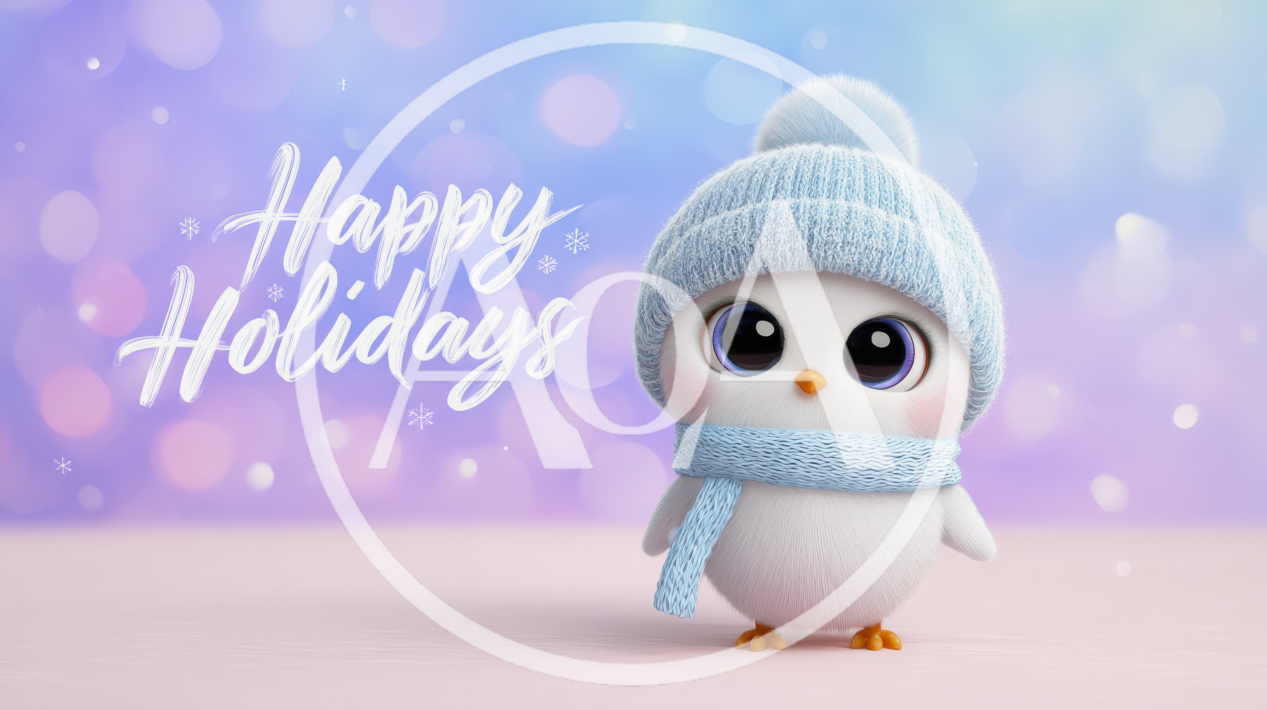 Cute Cartoon Bird Wearing Winter Hat and Scarf