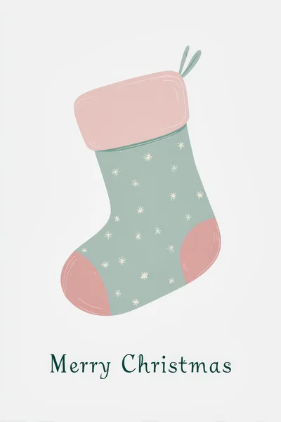 Minimalist Christmas Stocking Illustration With Merry Christmas Text