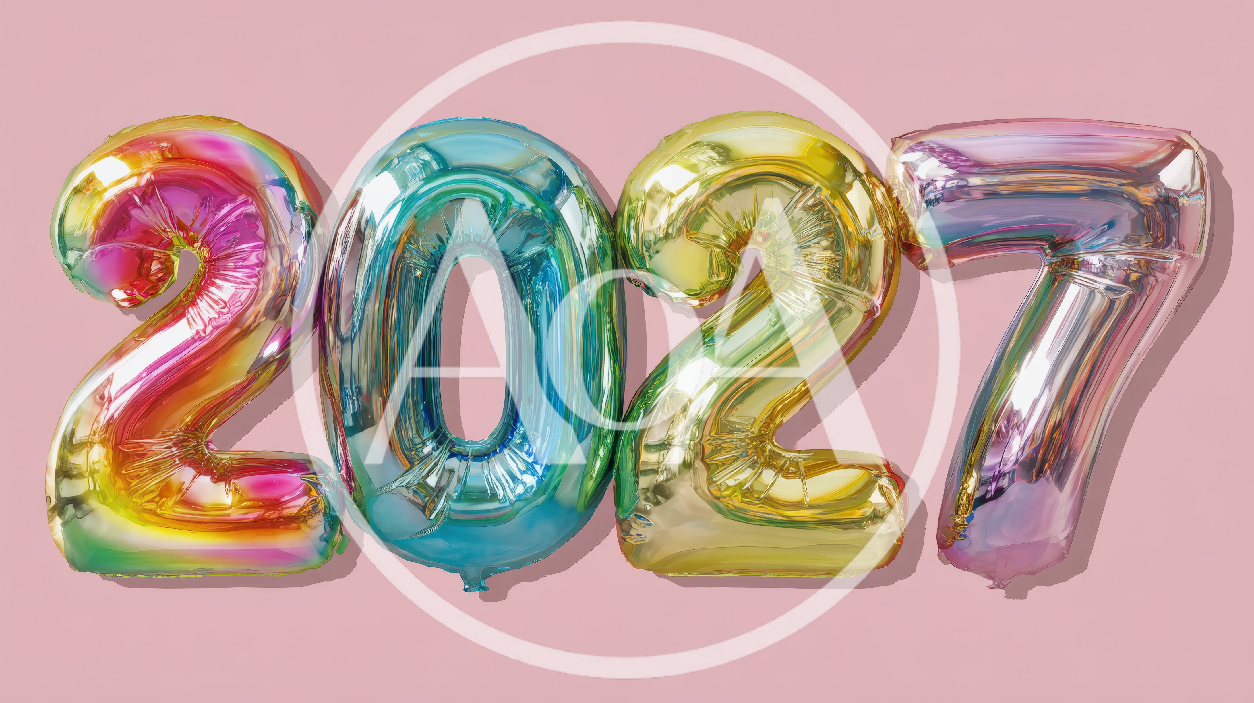 Iridescent Foil Balloons Representing The Year 2027
