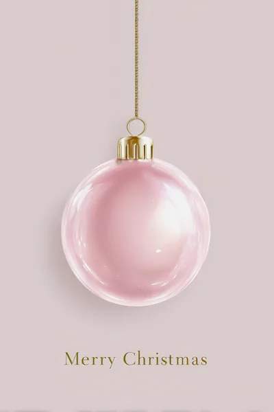 Minimalist Pink Christmas Ornament Hanging On Gold Chain