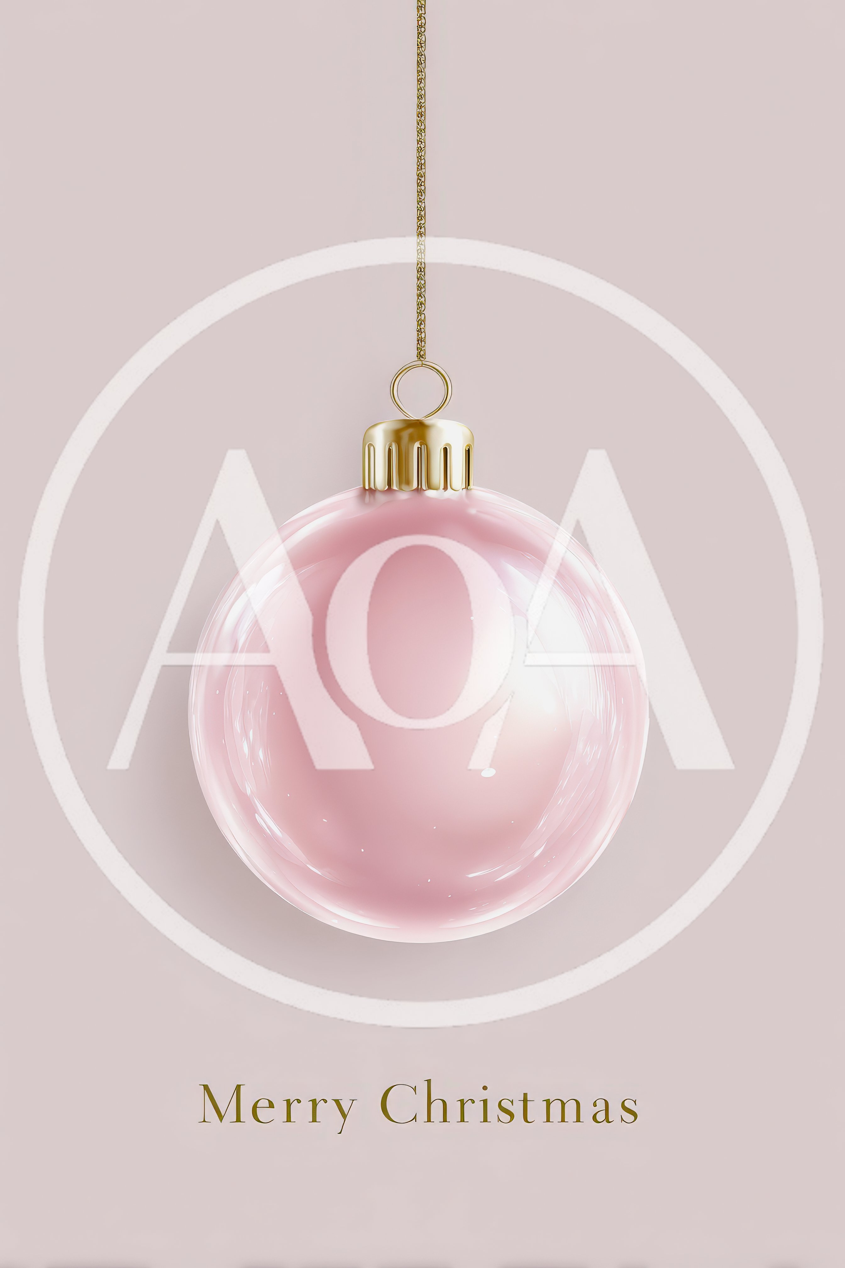 Minimalist Pink Christmas Ornament Hanging On Gold Chain