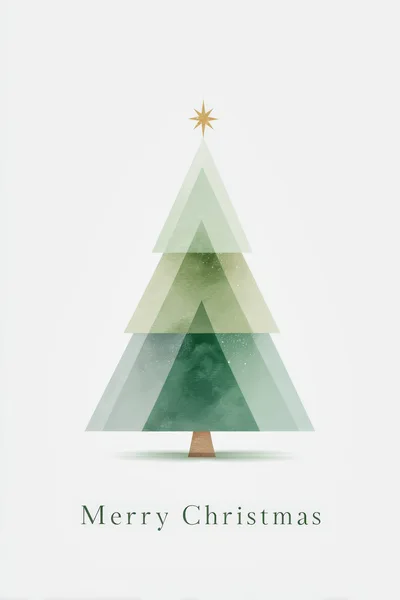 Minimalist Watercolor Christmas Tree Illustration