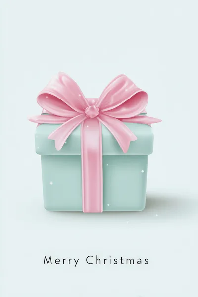 3D Rendered Pastel Gift Box With Pink Ribbon