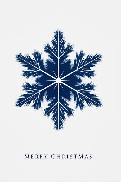 Minimalist Blue Snowflake Graphic With Merry Christmas Text