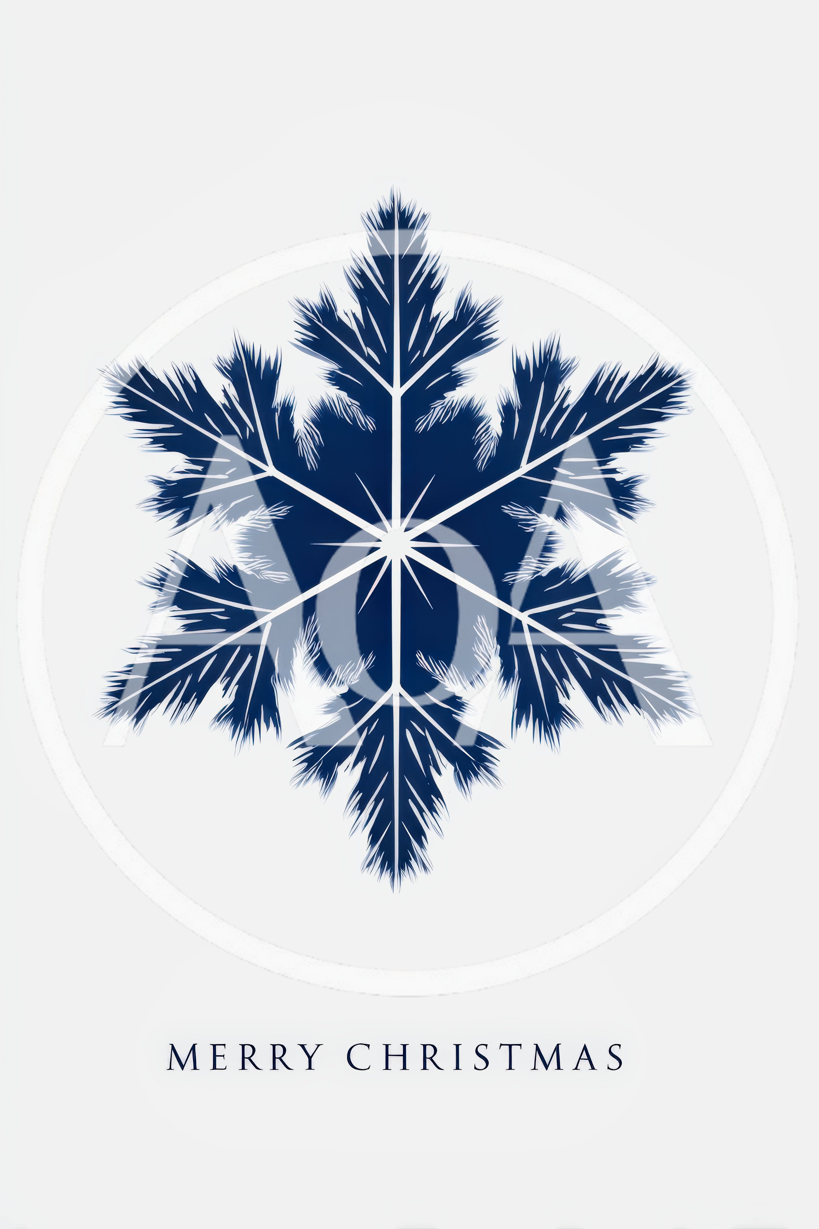 Minimalist Blue Snowflake Graphic With Merry Christmas Text