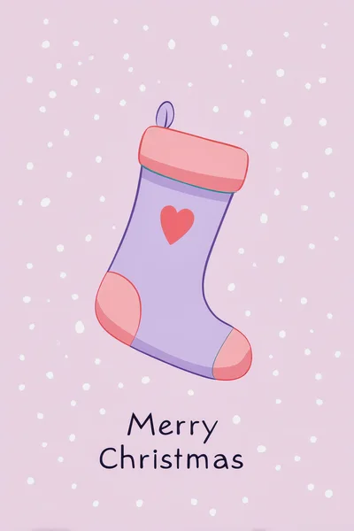 Cute Christmas Stocking Illustration With Snowflakes