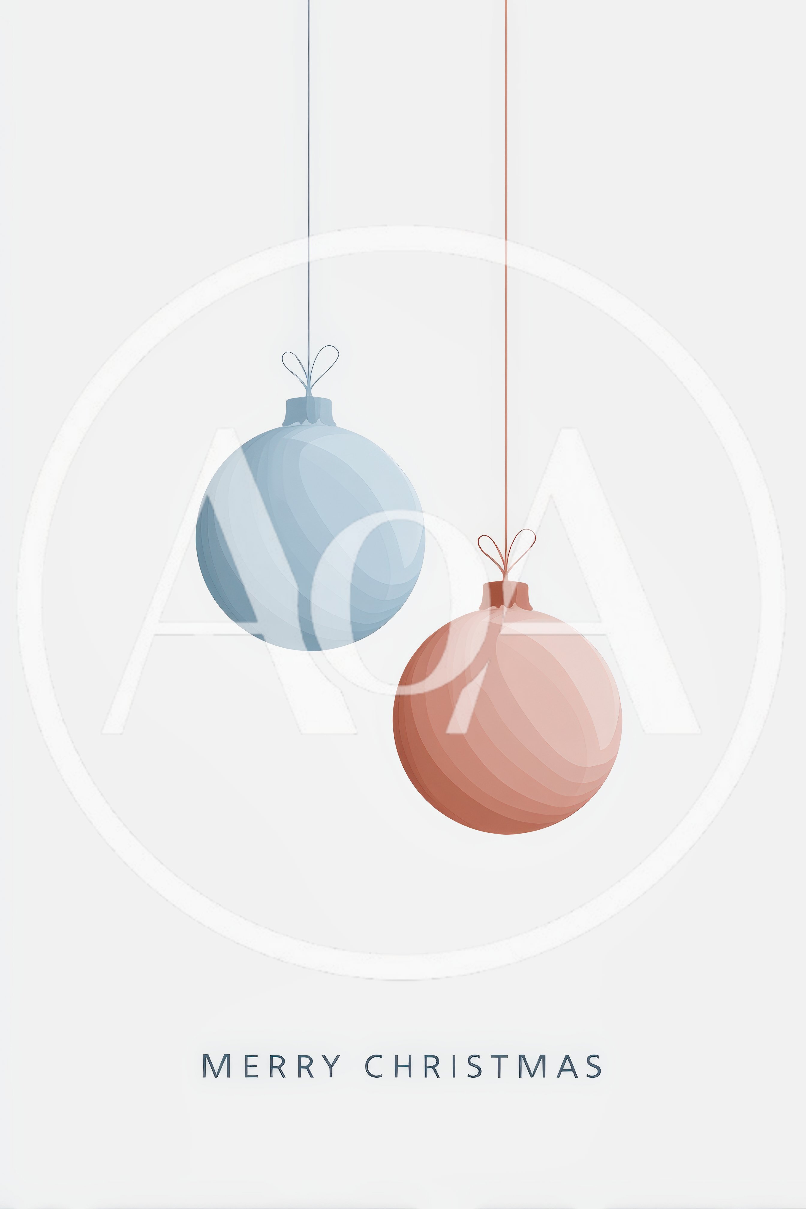 Minimalist Christmas Ornaments Hanging On A Light Background