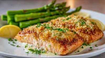 Baked Salmon Fillet With Asparagus And Lemon