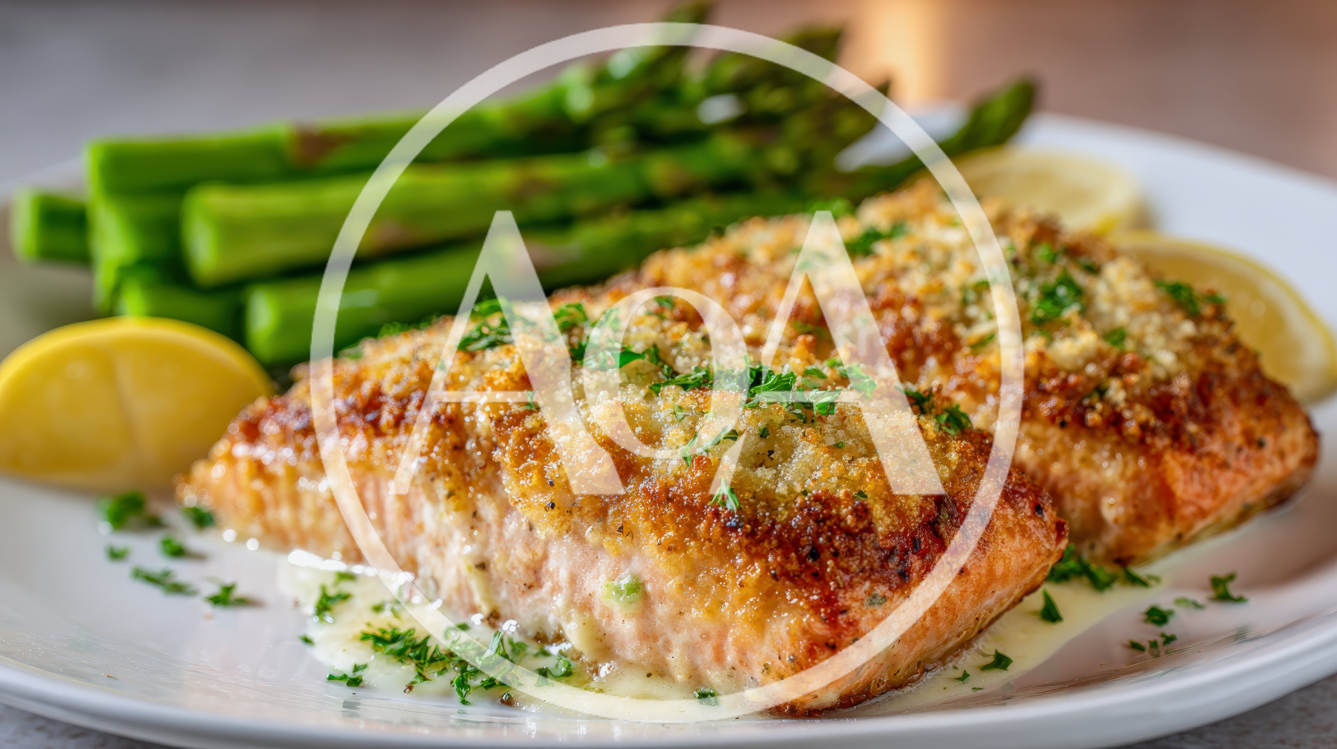 Baked Salmon Fillet With Asparagus And Lemon