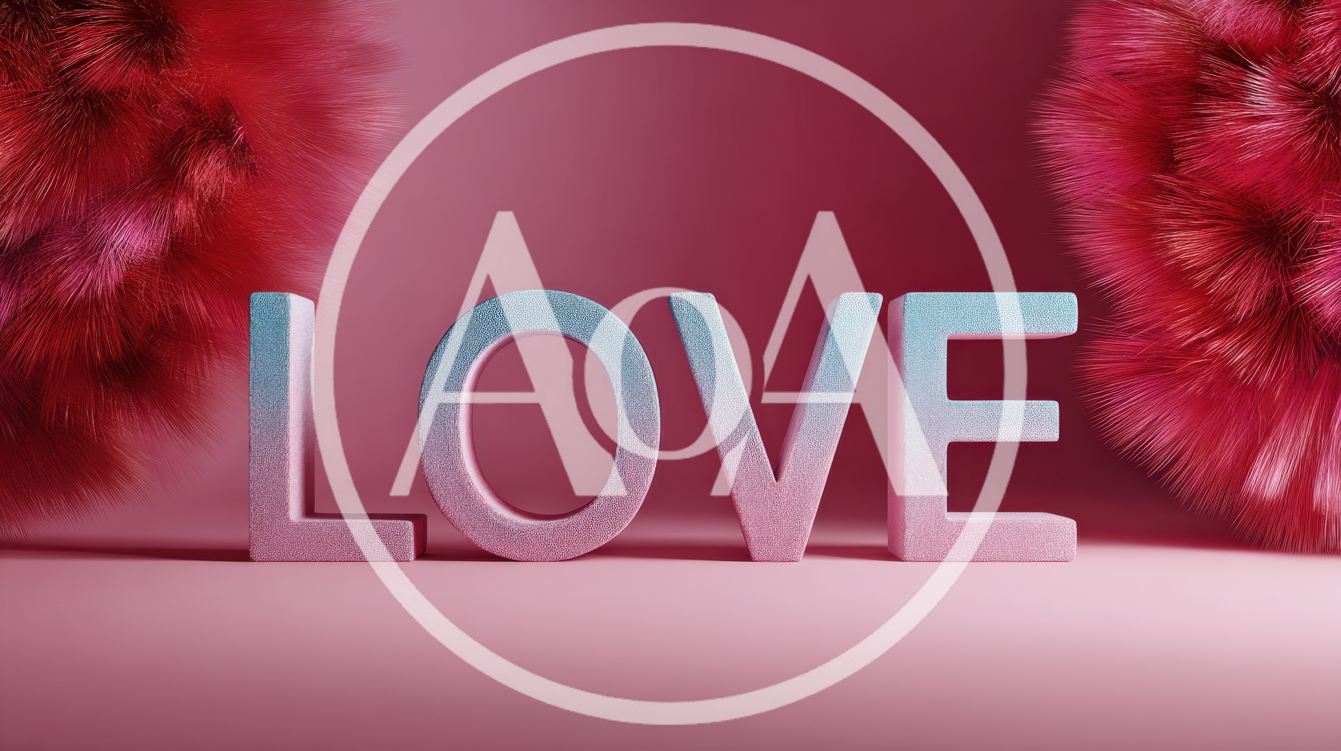3D Love Text With Fluffy Pink Decor