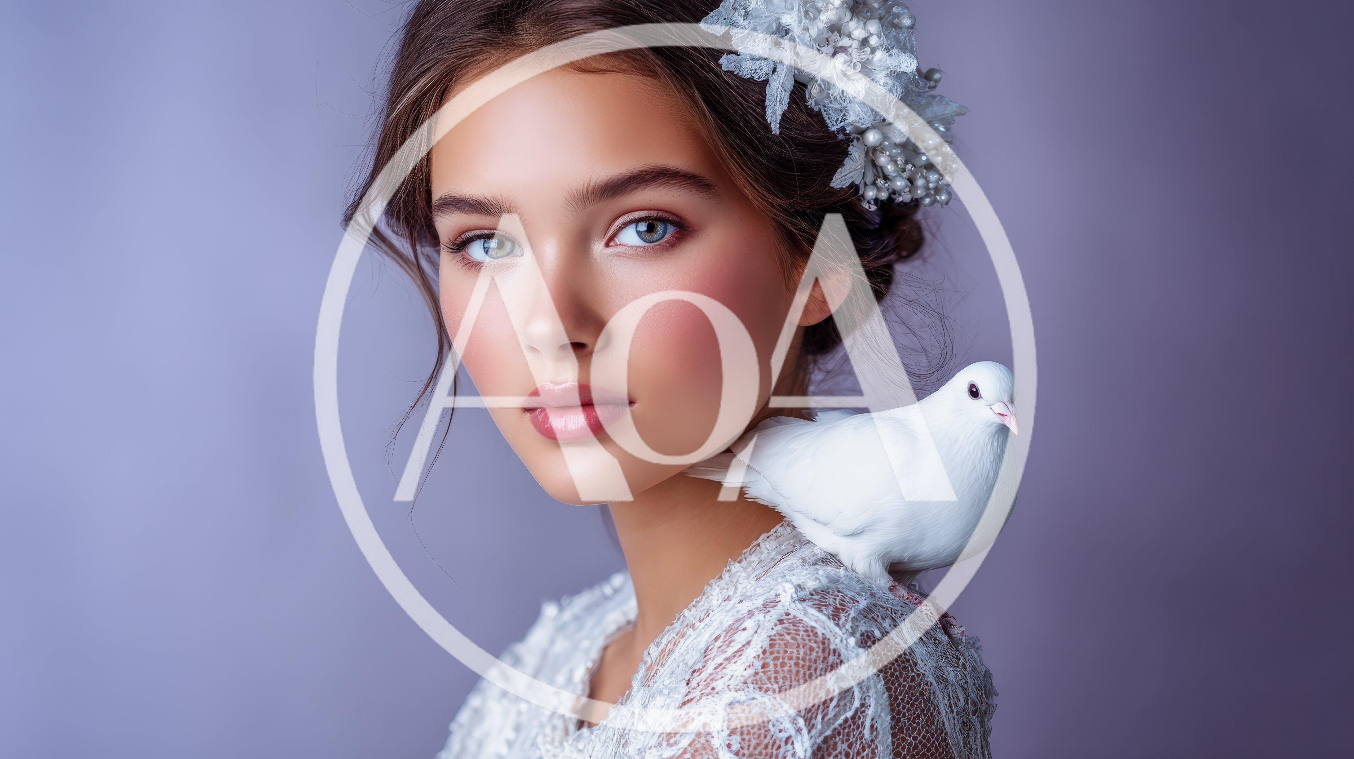 Portrait Of A Beautiful Bride With A White Dove