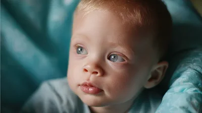 Close Up Portrait Of A Curious Baby Boy