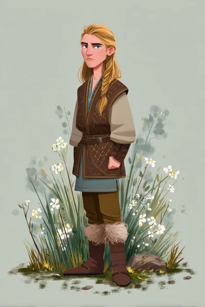 Stylized Illustration Of A Young Viking Warrior