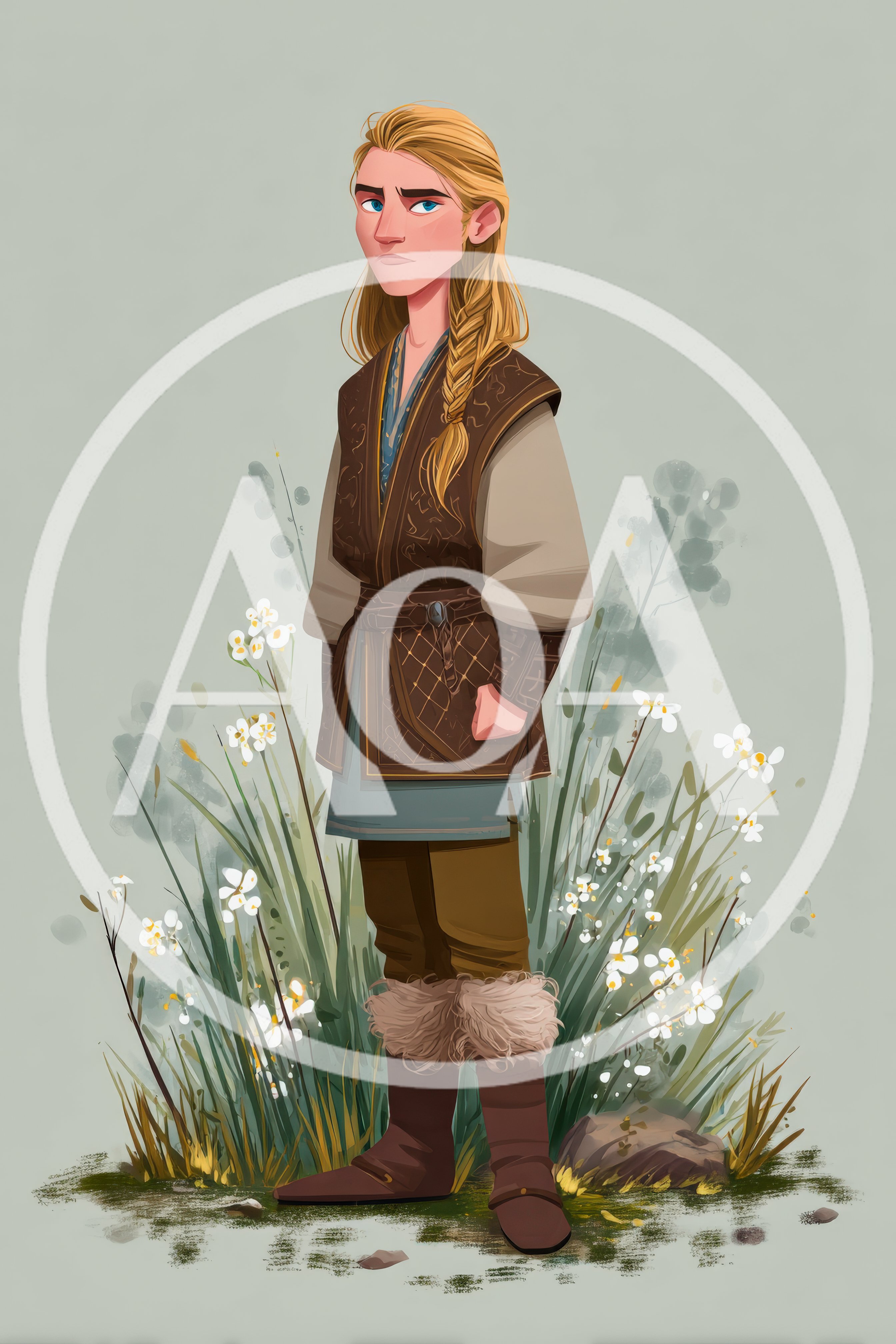 Stylized Illustration Of A Young Viking Warrior