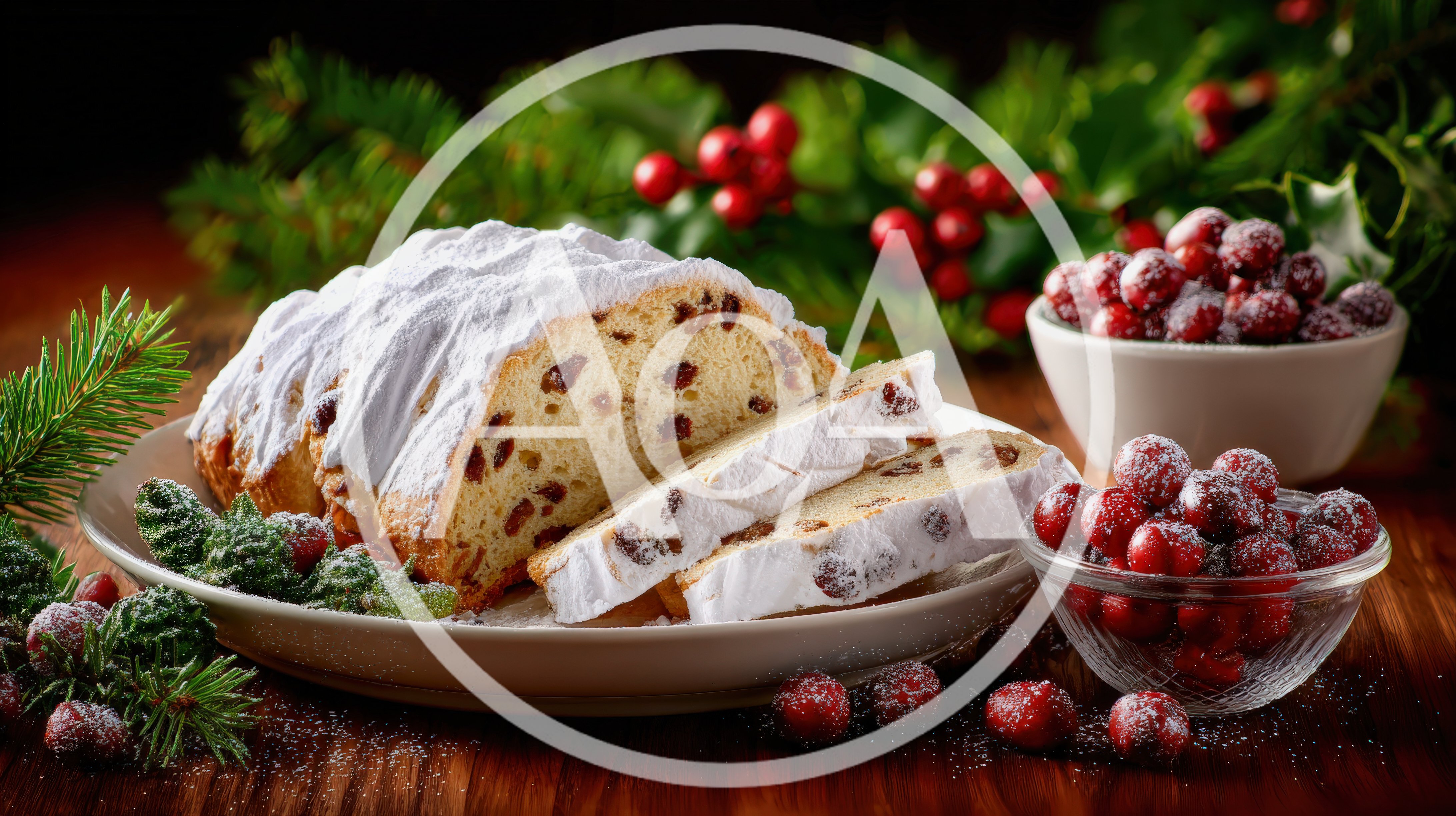 Traditional Christmas Stollen Cake With Cranberries