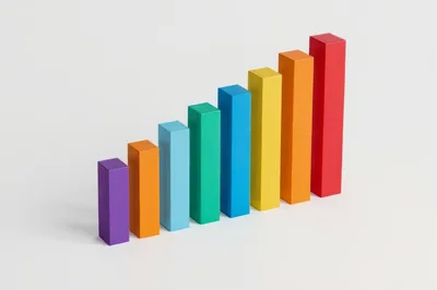 Colorful Bar Chart Blocks On White Background
